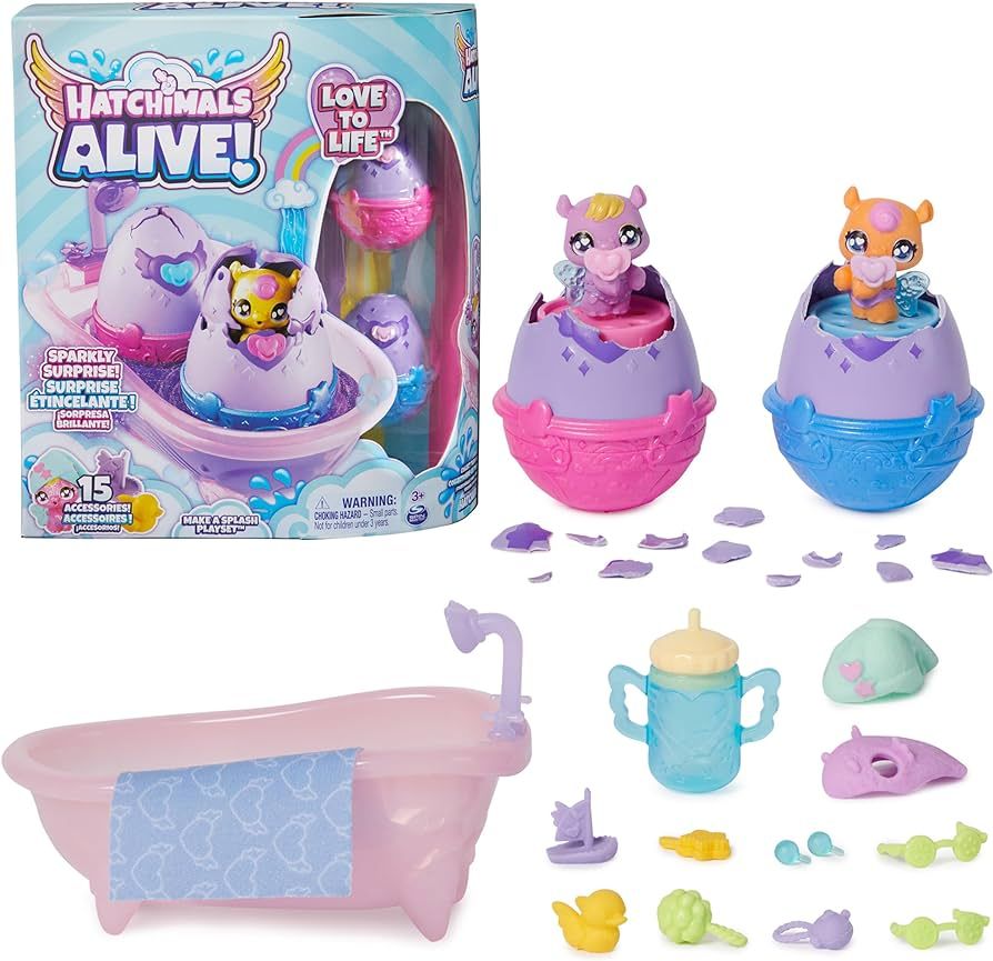 Hatchimals Alive, Make a Splash Playset with 15 Accessories, Bathtub, 2 Color-Change Mini Figures... | Amazon (US)