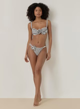 Black And White Stripe Rosette High Leg Bikini Bottom- Monaco | 4th & Reckless