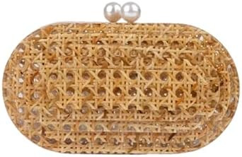 PENGZHI Women Acrylic Rattan Clutch Purse Rattan Woven Evening Bag Wedding Party Purse Summer Bea... | Amazon (US)