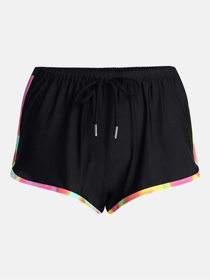 No Boundaries Contrast Binding Mesh Dolphin Shorts, 2'' Inseam, Women's XXS-XXL | Walmart (US)