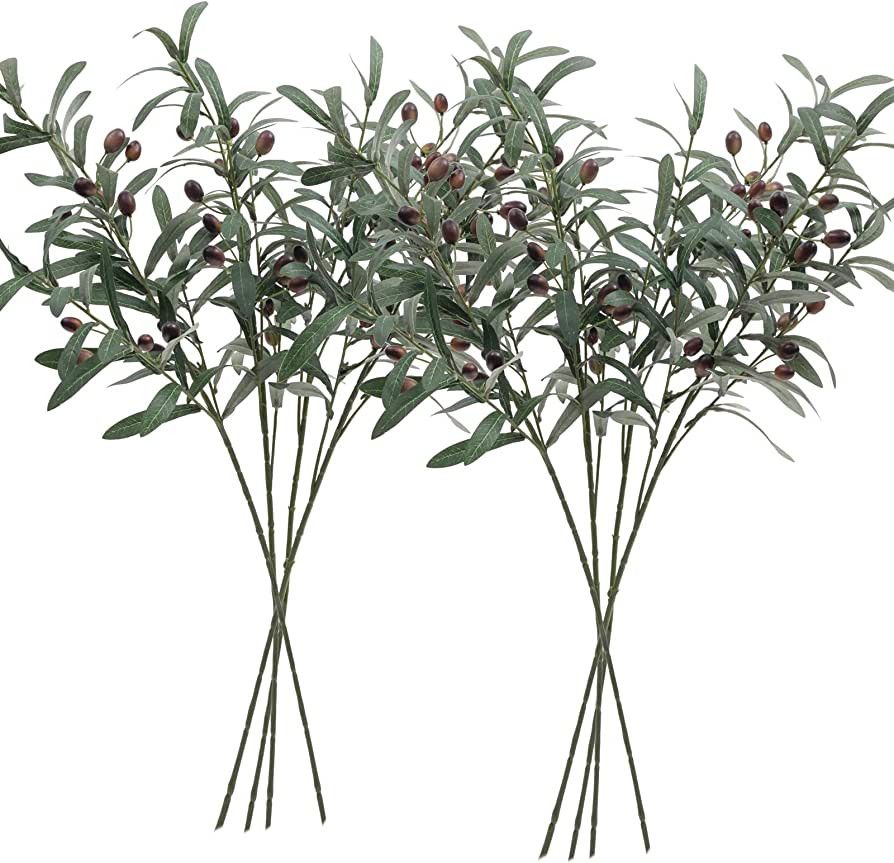 SHACOS 8 PCS Artificial Olive Branches with Olives for Vase 28 inch Long Tall Olive Stems Greener... | Amazon (US)