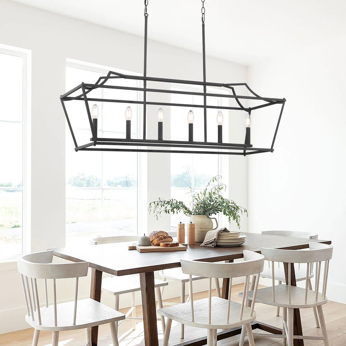 6 - Light Kitchen Steel Dimmable Rectangle Chandelier, UL Certified | Wayfair North America