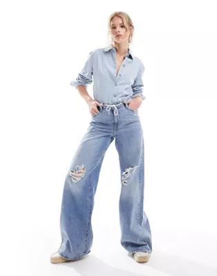 Levi's '94 baggy wide leg jeans in light blue wash with distressing | ASOS (Global)