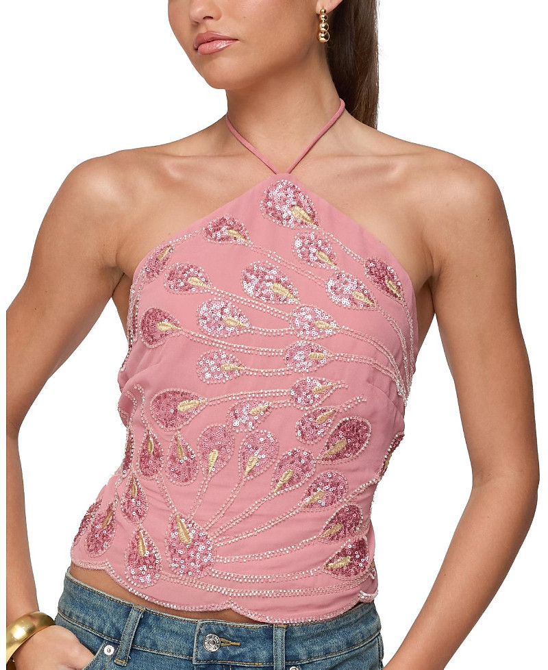 Edikted Embroidered Bead & Sequin Halter Top | Bloomingdale's (US)