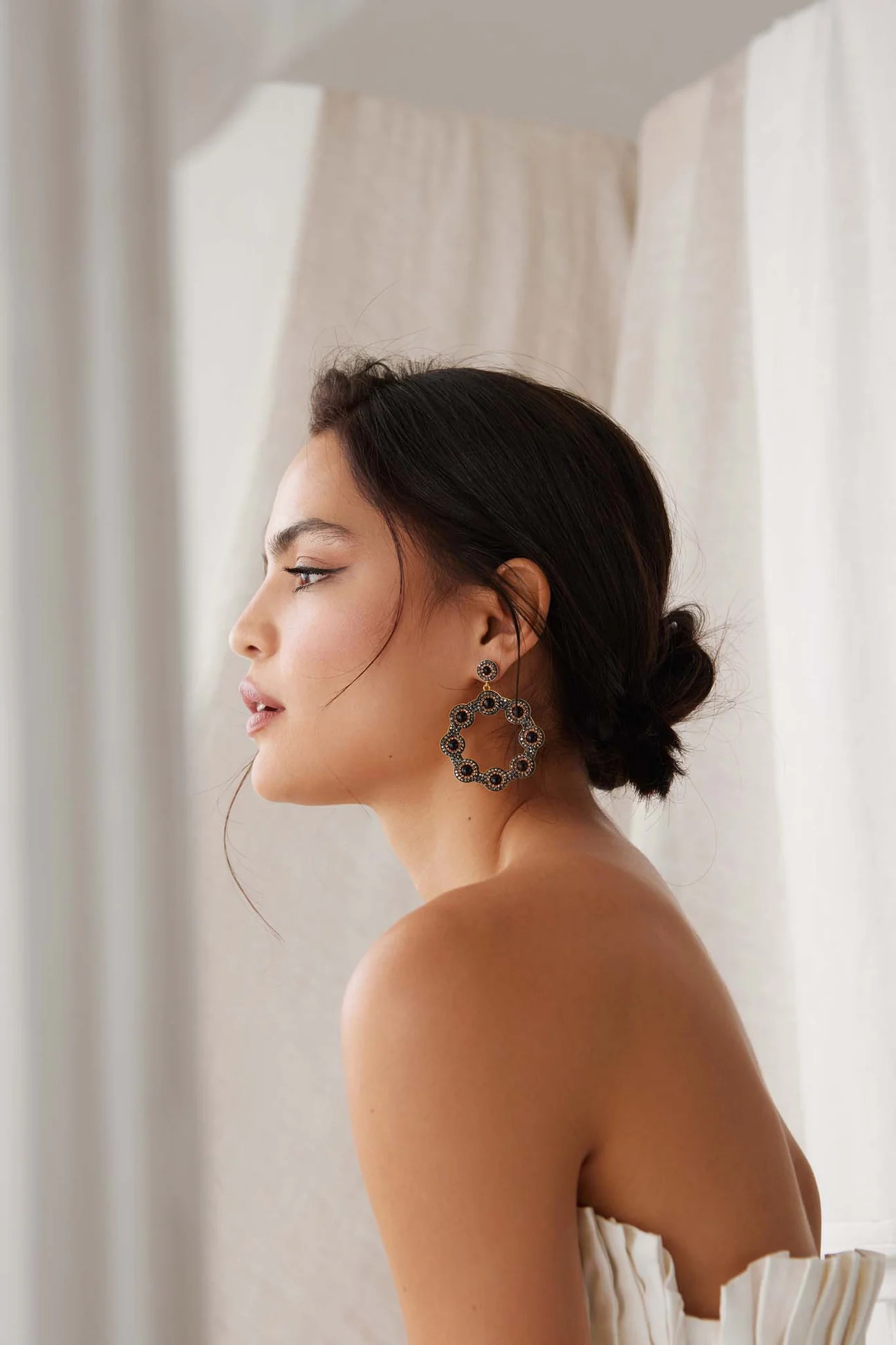 Onyx Hoop Earrings | Soru Jewellery