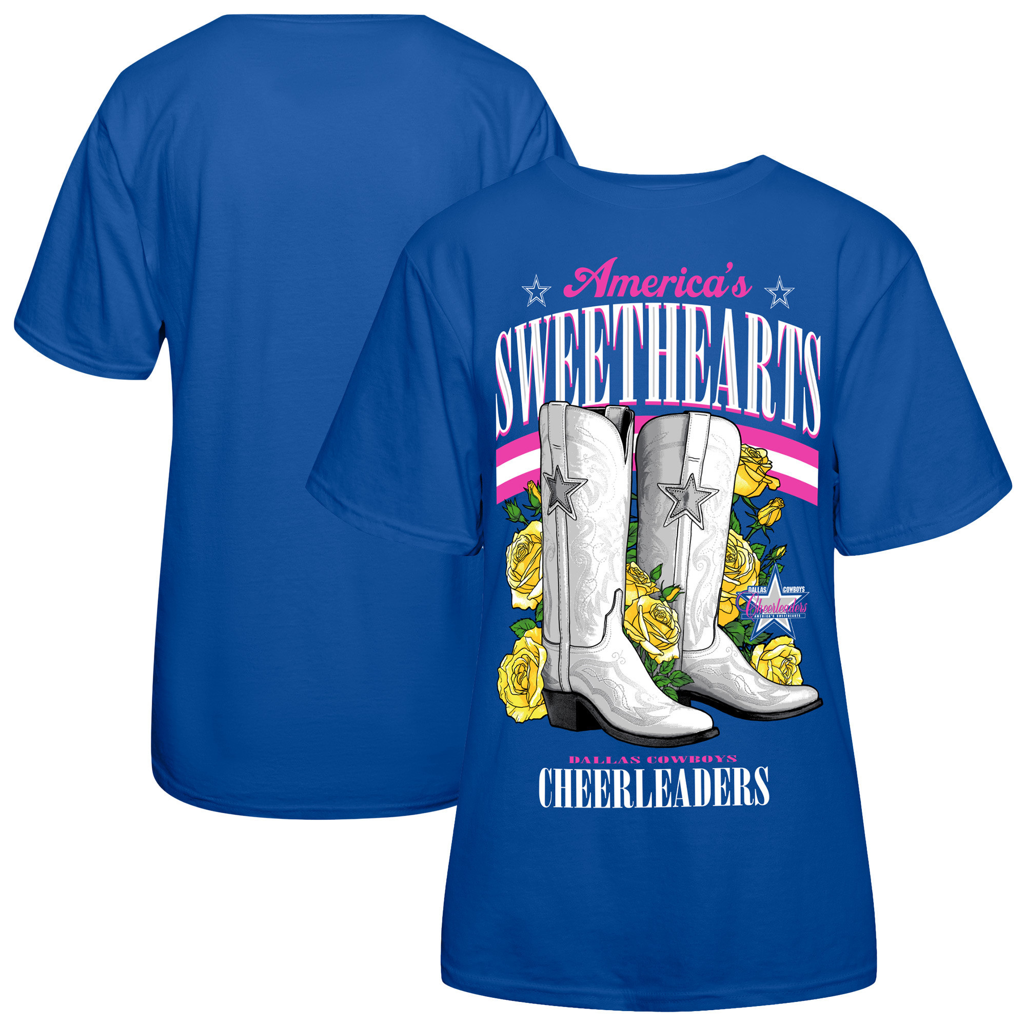 Women's Royal Dallas Cowboys Cheerleaders Sweetheart Boots T-Shirt | Fanatics