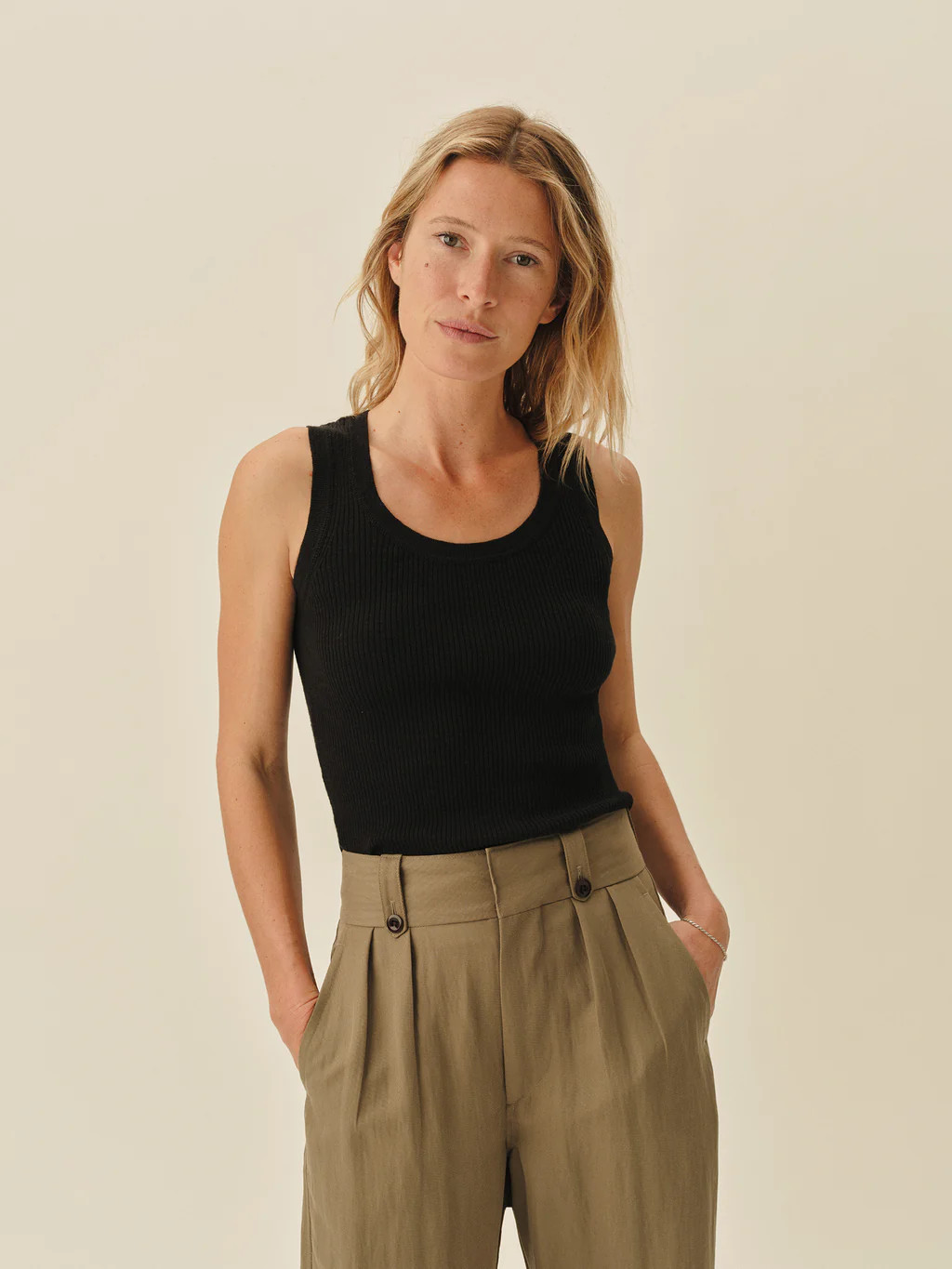 Black Coastal Linen Rib Scoop Tank - Buck Mason- Modern American Classics | Buck Mason