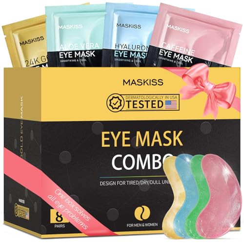 Maskiss Under Eye Patches(8 Pairs), 24K Gold, Caffeine, Hyaluronic Acid, Aloe Vera Eye Masks for Dark Circles Puffy Eyes Undereye Bags, Eye Skin Care Gift Set for Bachelorette Party Favors | Amazon (US)
