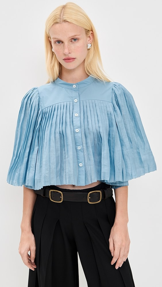Solene Solid Pleated Top | Shopbop