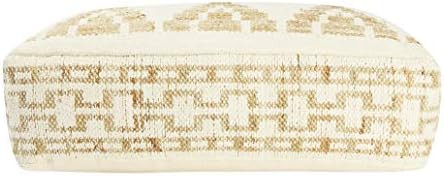 Creative Co-op 10" H Handwoven Cotton & Wool Blend Kilim Pouf, Tan | Amazon (US)