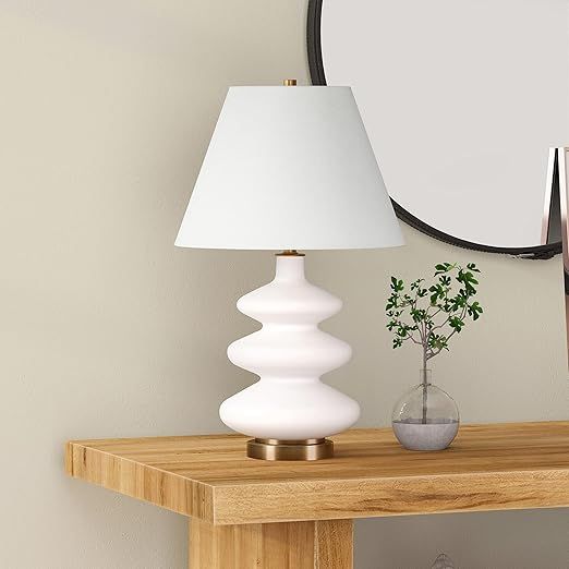 Carleta 26.5" Tall Triple Gourd Table Lamp with Fabric Shade in White/White | Amazon (US)