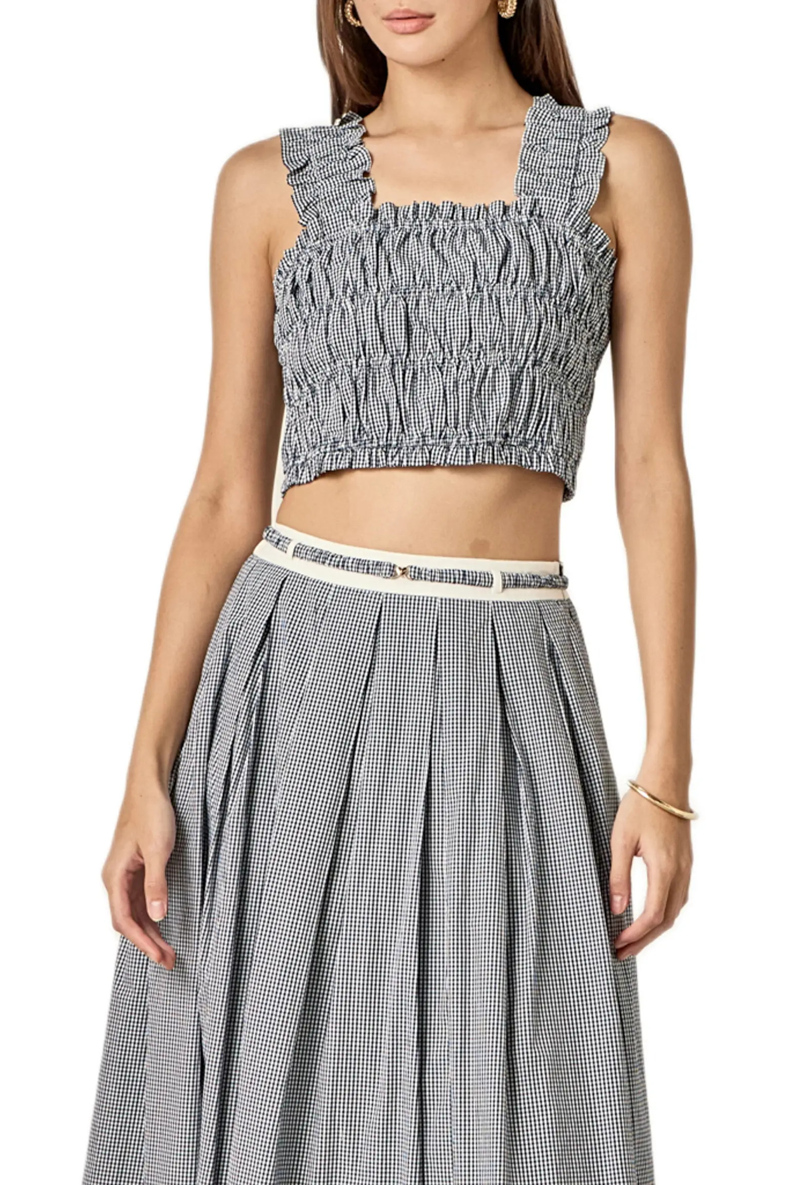 Plaid Smocked Crop Tank (Women) | Nordstrom | Nordstrom