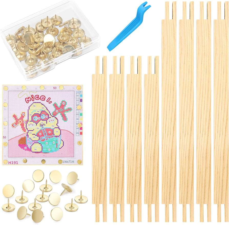 8 PCS Needlepoint Stretcher Bars 2 Sizes Stretcher Bars for Needlework Wooden Canvas Art Supplies... | Amazon (US)