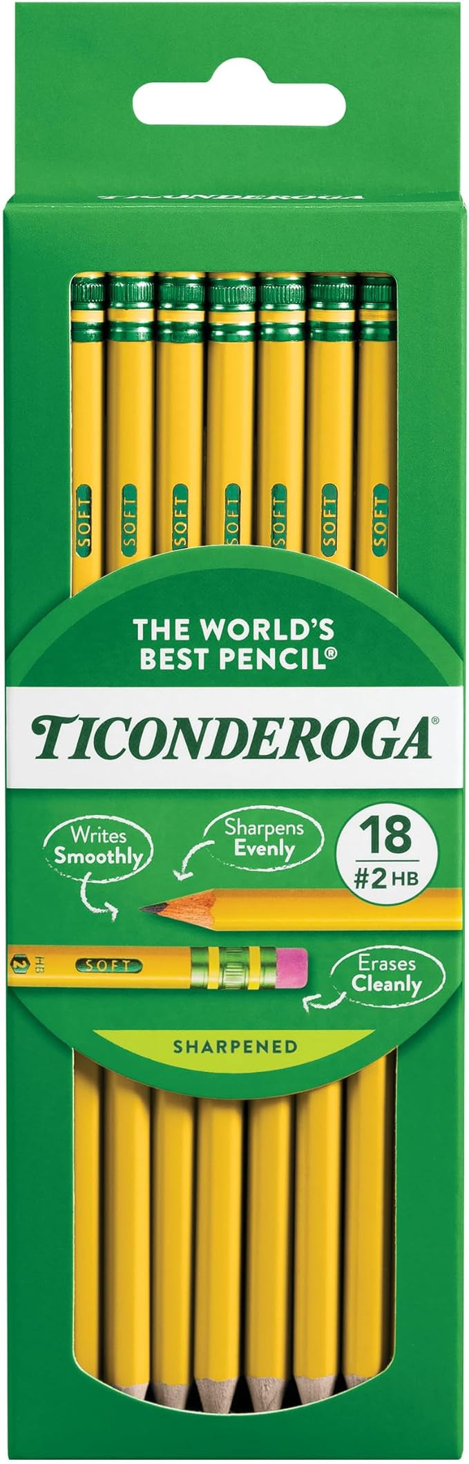 Ticonderoga Wood-Cased Pencils, Pre-Sharpened, 2 HB Soft, Yellow, 72 Count | Amazon (US)