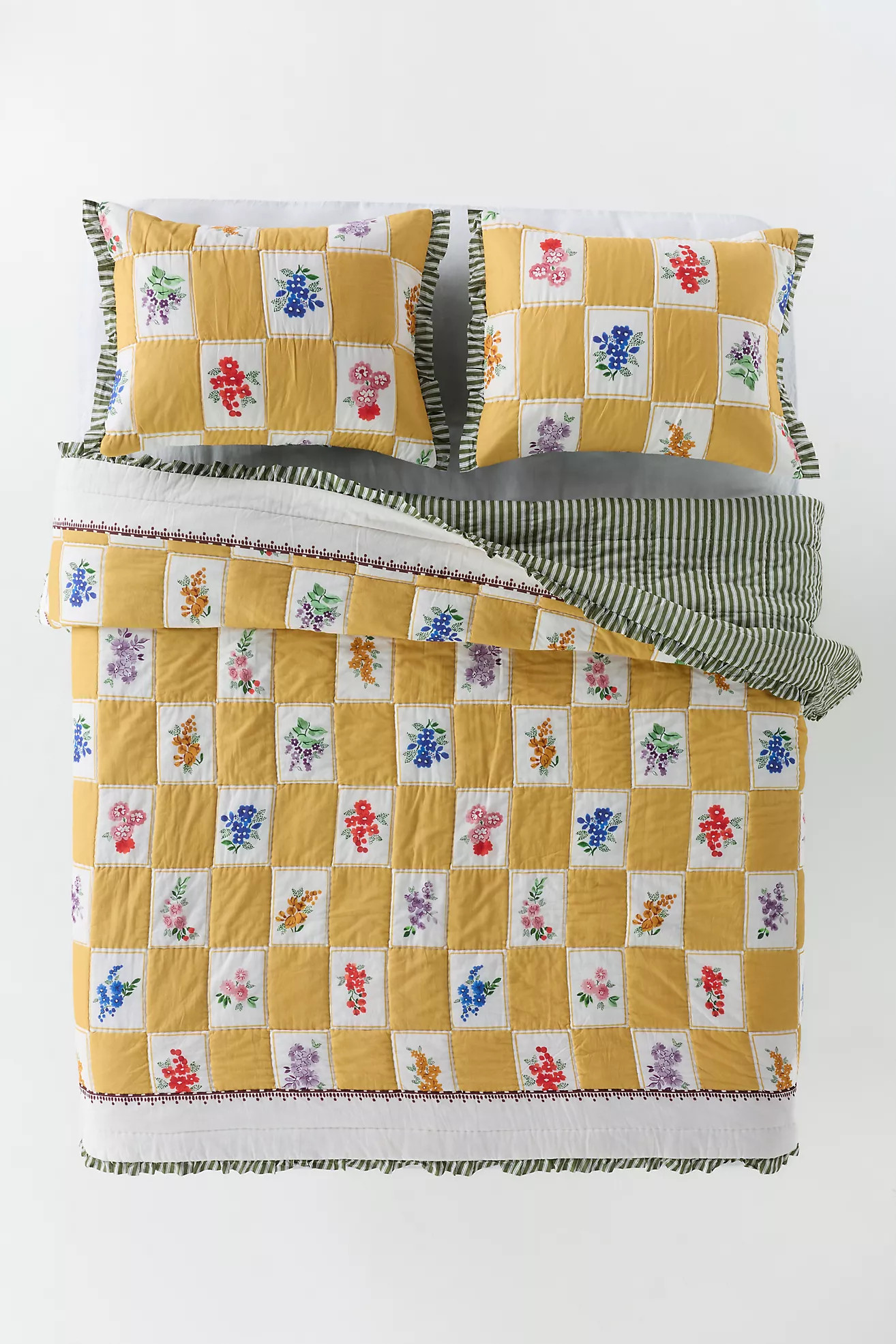 Cotton Voile Floral Printed Ruffle Quilt | Anthropologie (US)