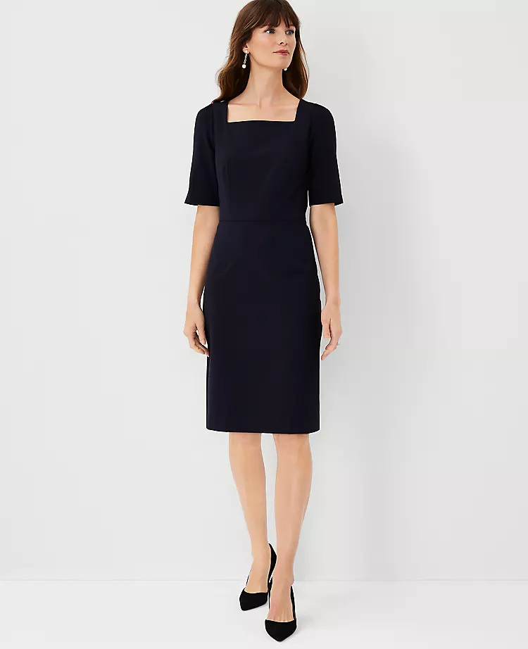 The Square Neck Sheath Dress in Seasonless Stretch | Ann Taylor (US)