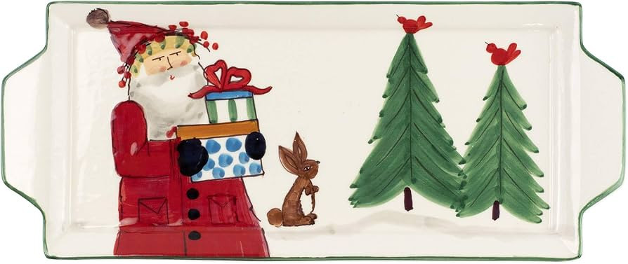 Vietri Old St. Nick Holiday Collection Italian Serveware Sets (Handled Rectangle Platter) | Amazon (US)