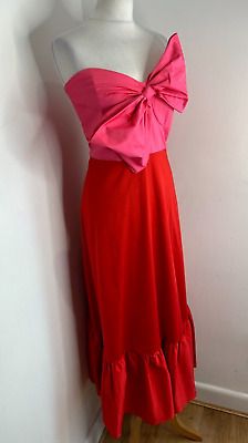 BNNT Hutch Anthropologie strapless bow maxi dress 20 NEW pink red colourblock  | eBay | eBay UK