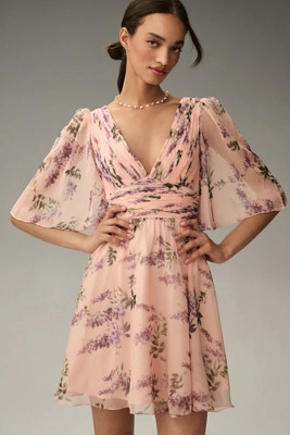 Mac Duggal Short-Sleeve V-Neck Mini Dress | Anthropologie (US)