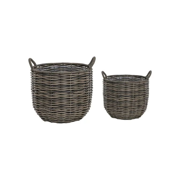 Better Homes & Gardens Wister 9 IN /11IN Poly Rattan Woven Basket Set | Walmart (US)