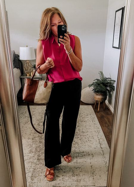 Hello casual & comfy! Totally loving 🥰 this combo!! Style the linen pants from Old Navy (fit tts, more colors & patterns) with this cut hot pink top. You girls got to try the linen items from Old Navy, they are perfect for the summer! 

Old navy, everyday outfit, Walmart fashion, Walmart, handbags, sandals, amazon fashion, Amazon finds

#LTKOver40 #LTKFindsUnder50 #LTKStyleTip