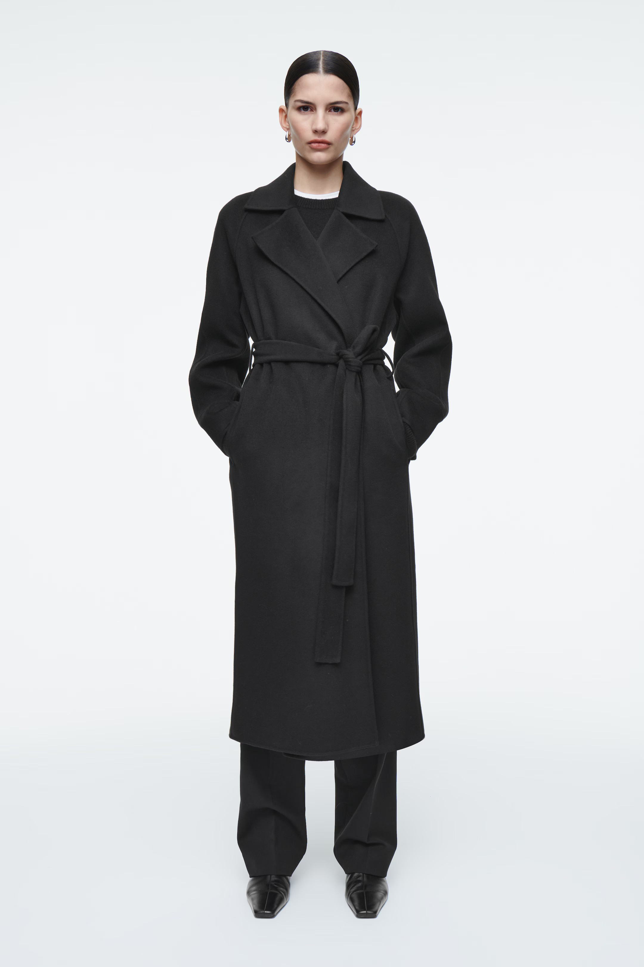 BELTED DOUBLE-FACED WOOL LONG COAT | H&M (UK, MY, IN, SG, PH, TW, HK)