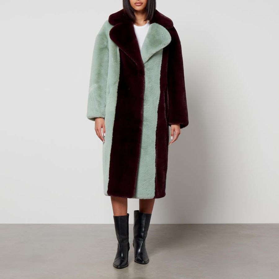 Jakke Katie Striped Faux Fur Coat | Coggles (Global)