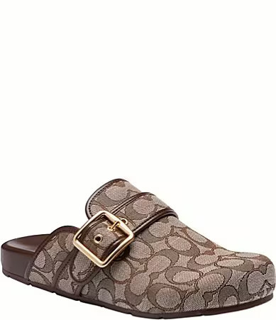 COACH Women's Archival Signature Logo Jacquard Buckle Hardware Clogs - 8 | Dillard's