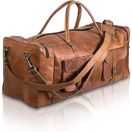 Leather Duffel Bag 32 inch Large Travel Bag Gym Sports Overnight Weekender Bag by Komal s Passion... | Amazon (US)