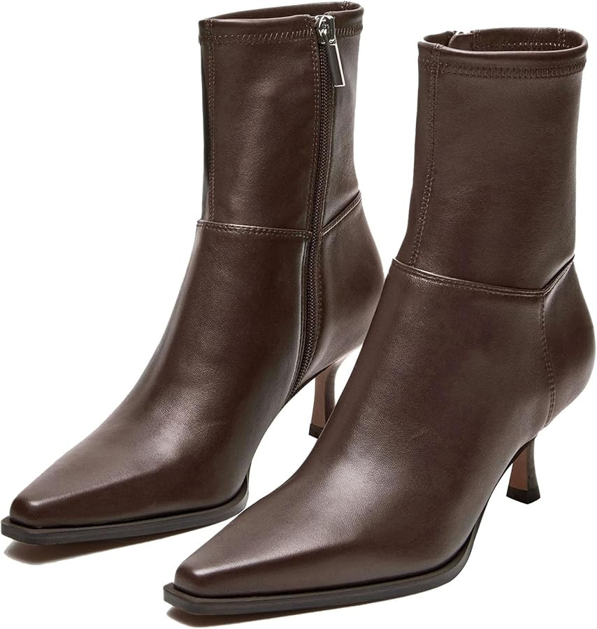 SOVANYOU Women's Dressy Ankle Boots Pointed Toe Kitten Heel Booties with Side Zipper Stylish Comf... | Amazon (US)
