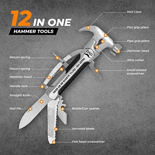 Toolbay Gadget Gift for Dad - All in one Stainless Steel Hammer Multitool with case and clip. Gre... | Amazon (US)