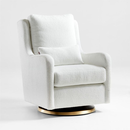 Milo Faux Sherpa Swivel Nursery Glider Chair with Gold Base + Reviews | Crate & Kids