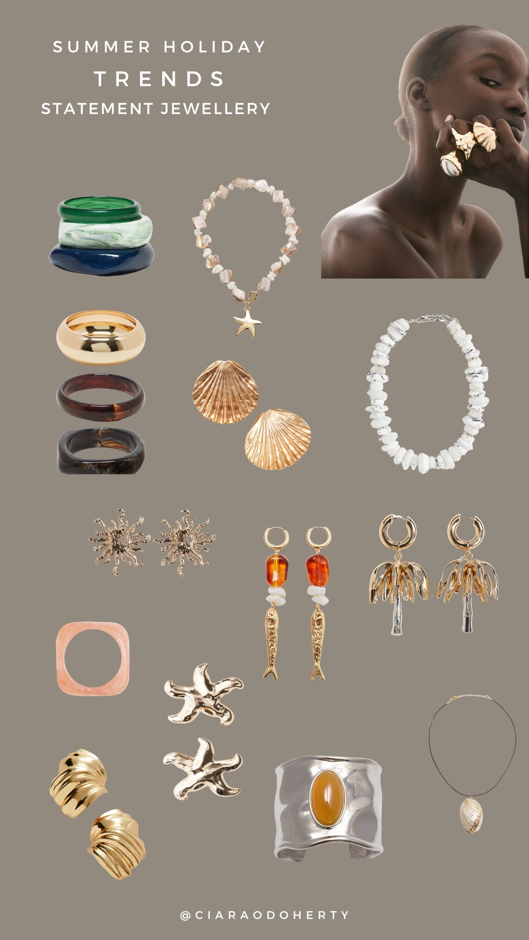 Summer holiday trends: statement jewellery 
Resin bangles, shell earrings, necklace, bracelet 

#ltk #ltkeurope #ltkireland 