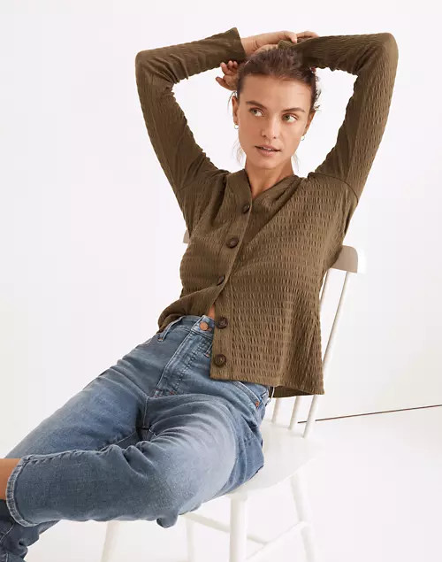 Crinkle-Knit Cardigan Top | Madewell