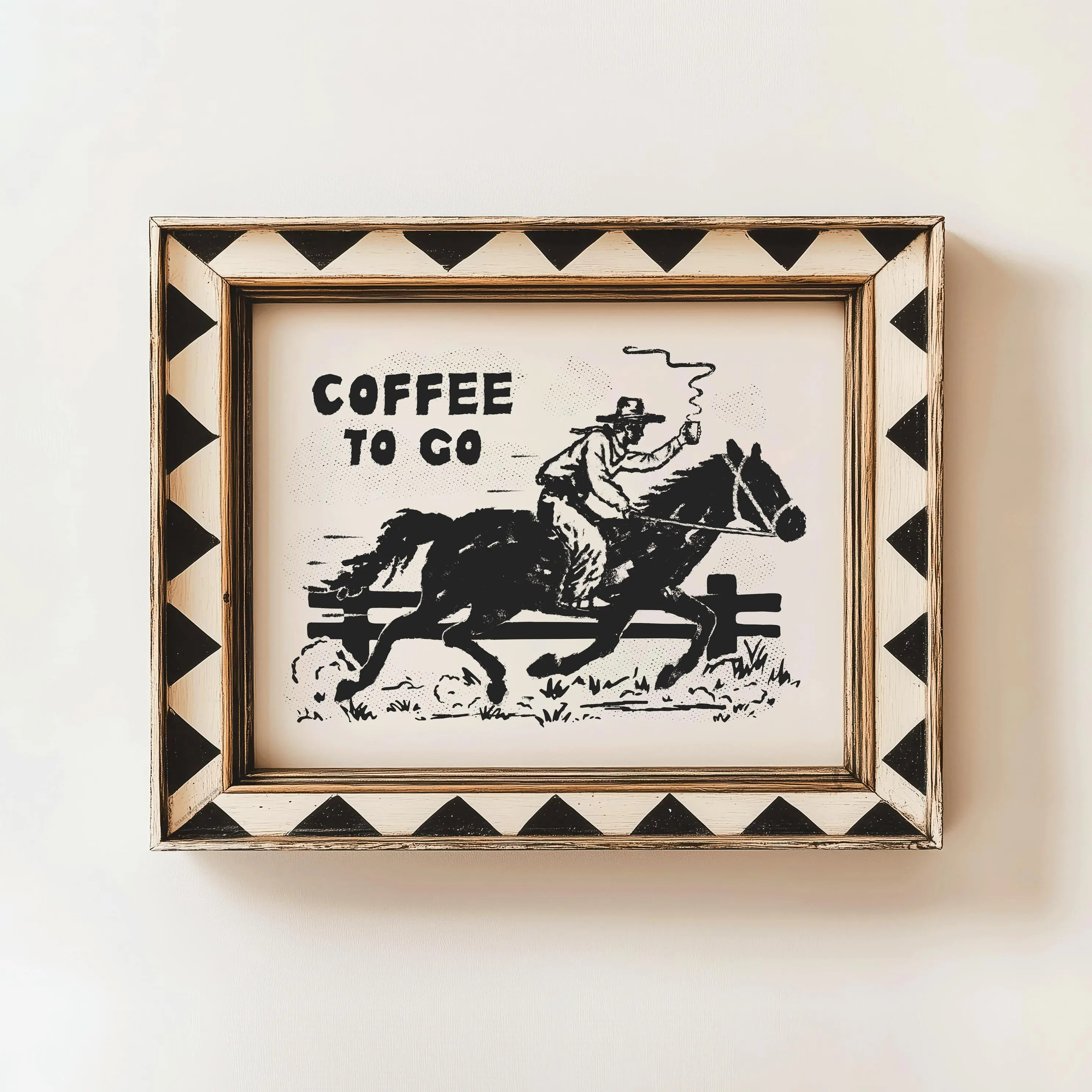 Coffee To Go Cowboy Art Print: Retro Western Poster for Kitchen Wall Decor | Etsy (Global)