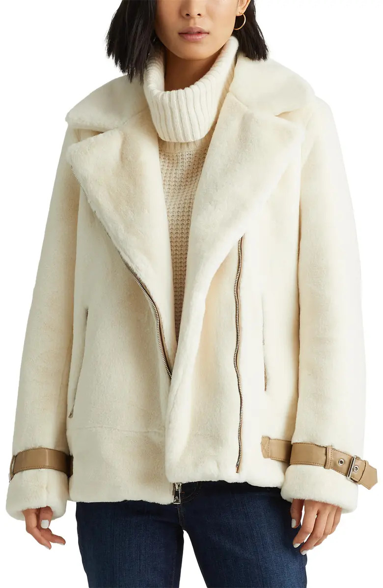 Asymmetric Faux Fur Moto Coat | Nordstrom
