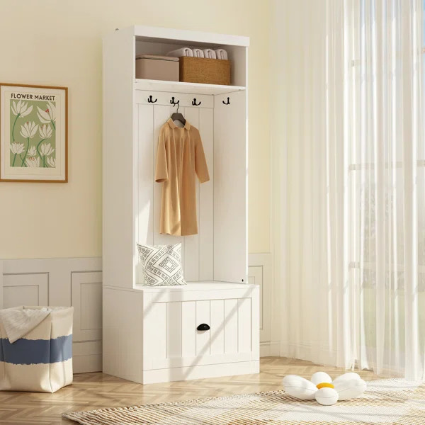 Dorilal Hall Tree 27.7'' Wide with Bench | Wayfair North America