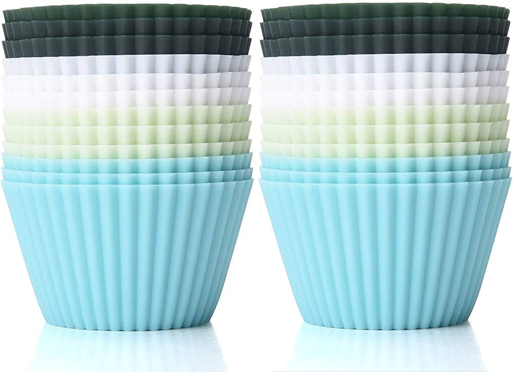 Silicone Baking Cups, Muffin Liners Reusable Nonstick Standard Size Cupcake Holder 24 Pack Molds ... | Amazon (US)