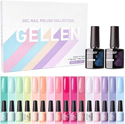 Gellen 16 Colors Gel Nail Polish Set With Top Base Coat - Juicy Vibrant Spring Summer Rainbow Neo... | Amazon (US)