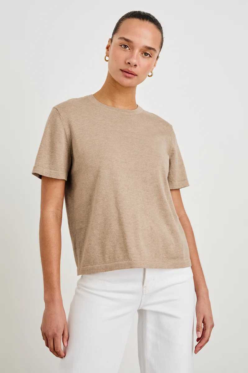 COTTON CASHMERE T-SHIRT - HEATHER OAT | Rails