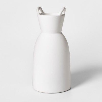 12" x 5.7" Earthenware Vase With Handles White - Project 62™ | Target