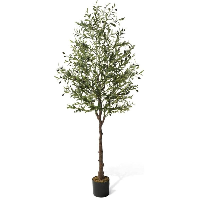 6 Feet, 72 Inch, Artificial Olive Tree, Faux Plant in Pot, Faux Olive Branch and Fruit, Fake Pott... | Walmart (US)