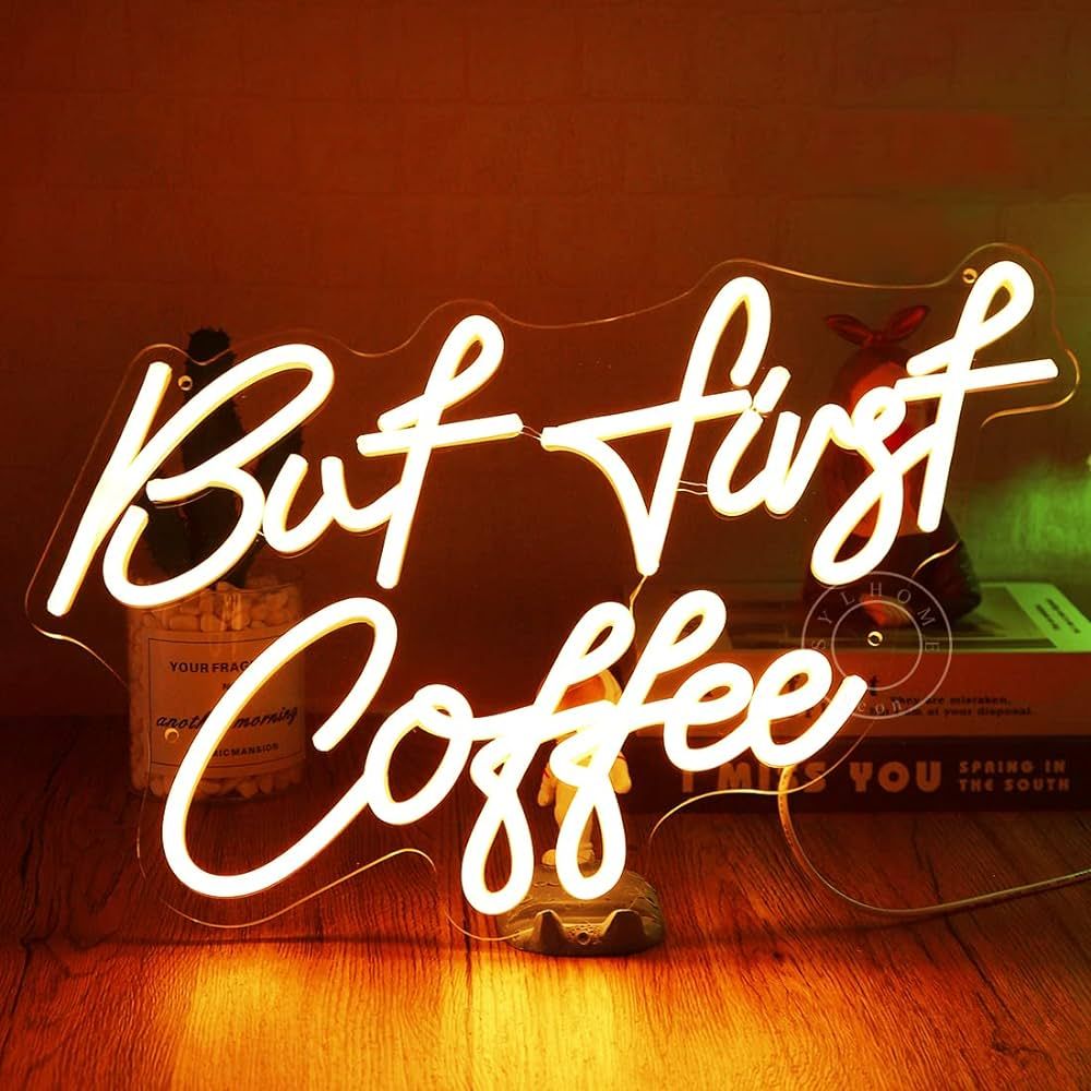 Amazon.com : SYLHOME But First Coffee Led Neon Light Signs 5V Home Bedroom Kitchen Office Wall De... | Amazon (US)