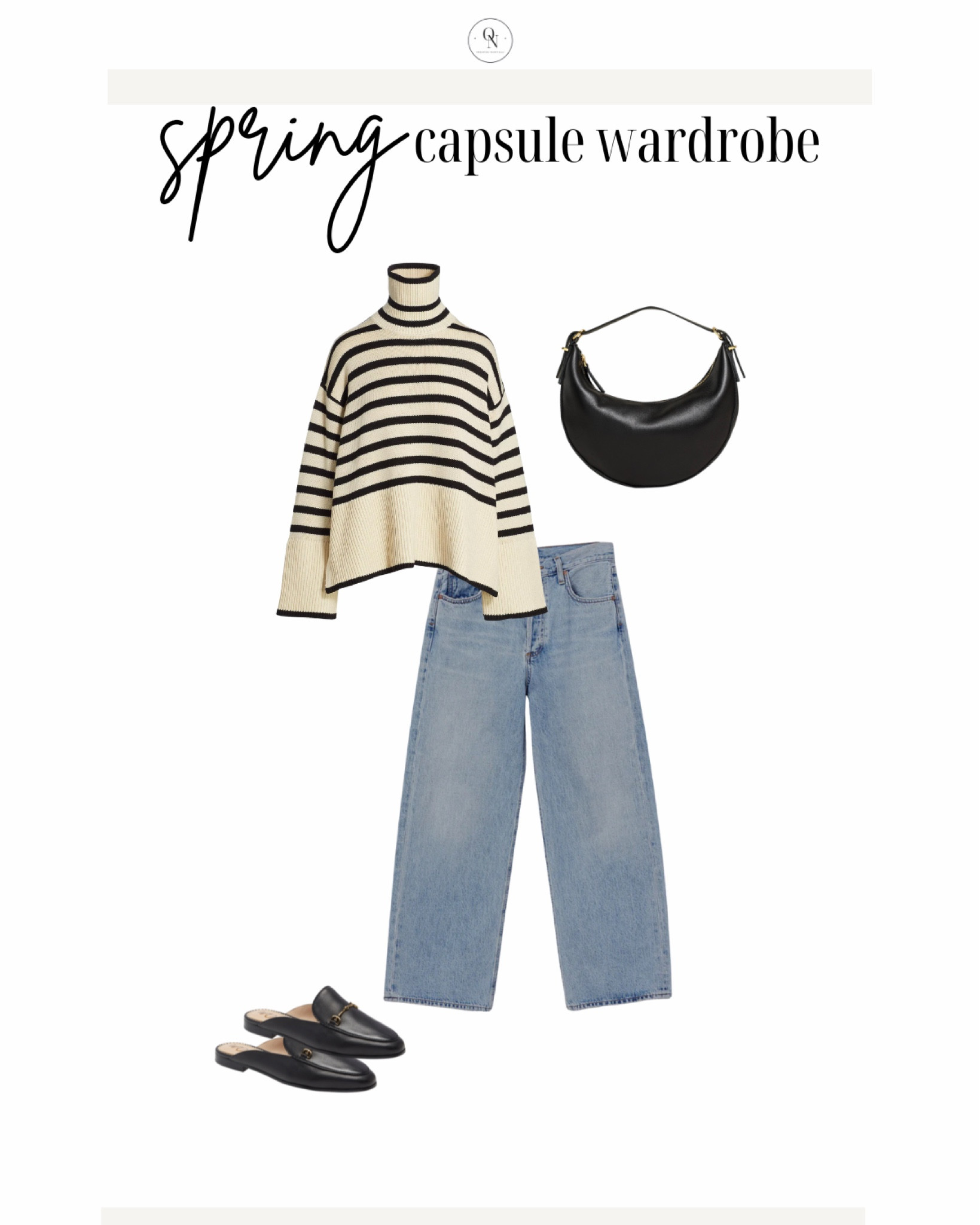 Striped sweater outfit, toteme dupe, spring outfit idea

The Spring Capsule Wardorbe is here! 18 pieces to make getting dressed easy, decrease decision fatigue and reduce your mental load this spring. All at a modest price point with all items including trench under $150.

1. Basic white tshirt
2. Cashmere sweater
3. Striped sweater
4. White button down
5. Black denim
6. Cream pants (not shown but linked)
7. Wide leg denim
8. Black blazer
9. Trench coat
10. Black mules
11. Cognac sandals
12. Black sling backs
13. Sneakers
14. Chain necklace
15. Black purse 
16. Black crossbody (not shown)
17. Cognac tote
18. Sunglasses

spring outfits, spring capsule, what to wear for spring, spring outfits for women, travel spring outfits, spring essentials, sprint closet essentials, spring wardrobe essentials

#LTKSeasonal #LTKSpringSale