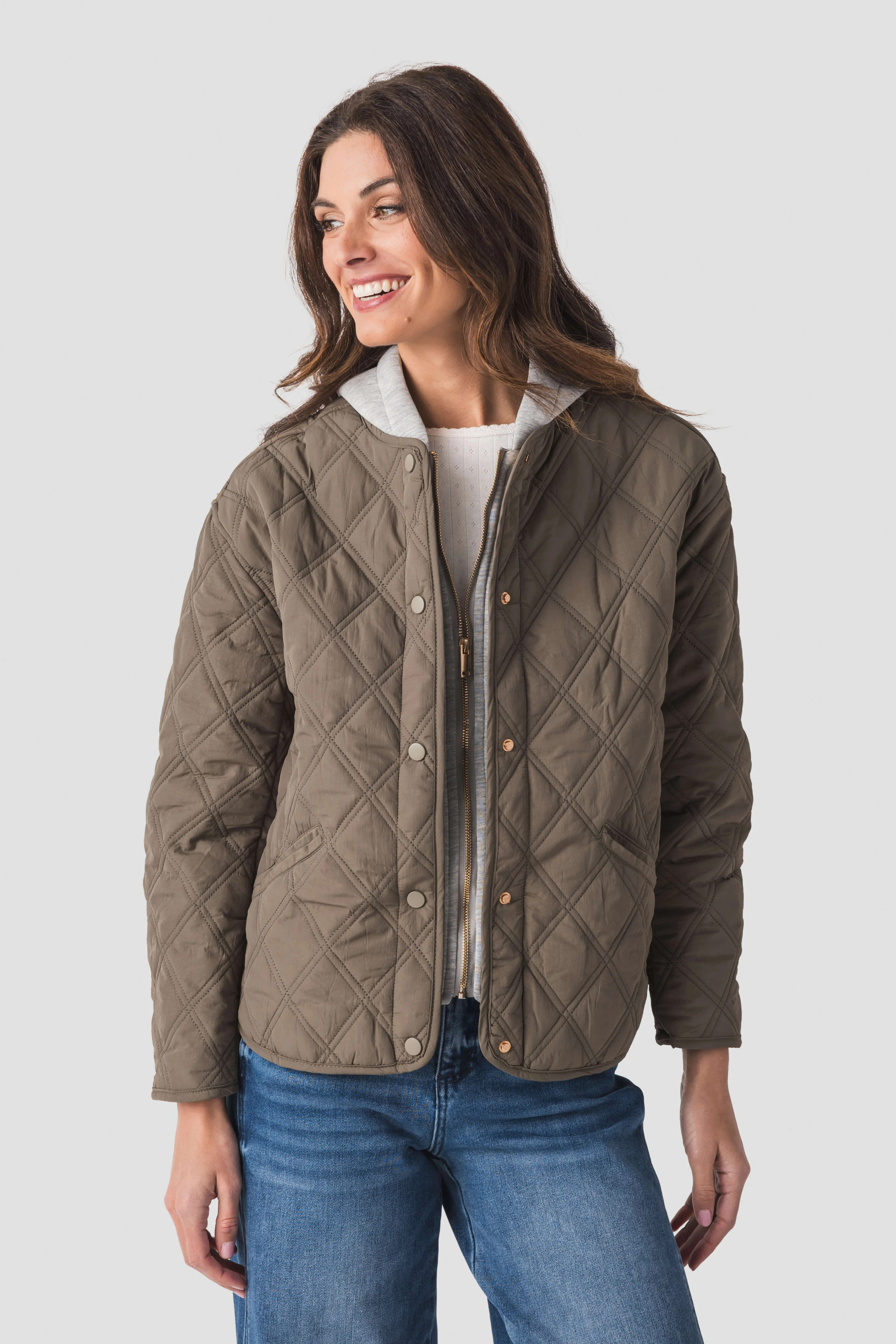 En Creme Quilted Jacket Hoodie | Social Threads