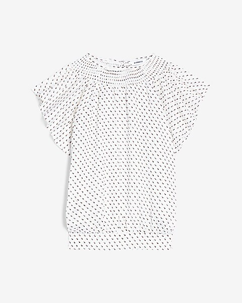 Metallic Polka Dot Flutter Sleeve Top | Express