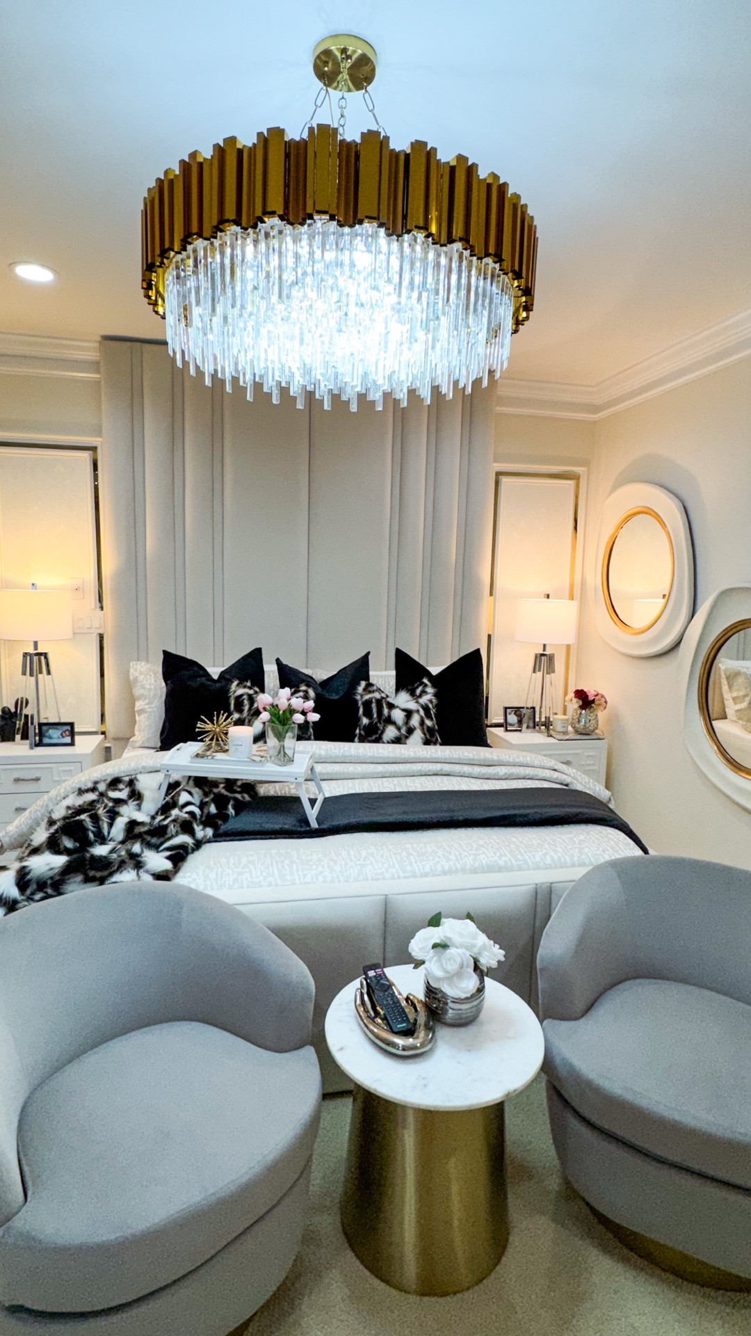 Creating a stylish and welcoming space involves blending functionality with aesthetics and that was all I had in mind styling our bedroom. 
Just a reminder to create your space for you and not for anyone else.
Start with a neutral base and add personality with statement pieces, add texture and depth with throw blankets, pillows, and natural elements like plants.
﻿﻿Consider the power of lighting, chandeliers, table lamps, floor lamps, or string lights can create a cozy ambiance.
﻿﻿Display personal items like artwork, canvas frames, family photos, or collectibles to make the space feel truly yours.
﻿﻿Don't forget about the importance of a comfortable and stylish sofa for lounging.

Hope you're inspired 🤗

Tap below to shop! Follow me @omabelle for more Fashion, Home & everything inbetween. Glad to have you here!!! 💕😊🙏

Home | Home decor |Entryway decor | Entryway table | console table | Buffet table | Accent table
Pottery barn | Amazon home
Restoration hardware look for less |Luxe for less | Entryway ideas | Foyer table | Foyer decor | Sofa table | Black sofa table | Black console | Black accent table
| Black wooden table |Living room decor | Rugs | Area rug | Neutral rug | Living room family room rug | Sofa sectional | Washable cleanable sofa | Family friendly sofa furniture | Stain resistant fabric sofa | Cloud sofa | Family kid toddler | pet friendly sofa | Coffee table | Livingroom | Home decor | bedding | bedroom | fall decor |  fall porch | dresser | rug | kitchen | dispenser | cutlery set | knives

#LTKMothersDay #LTKdayinmylife #LTKU