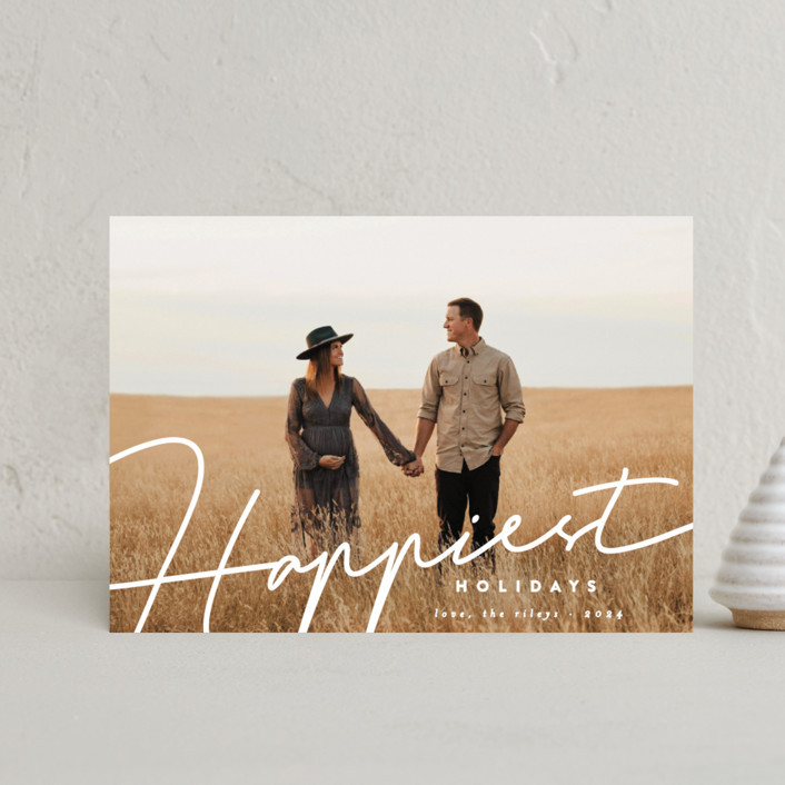 "happiest written" - Customizable Holiday Petite Cards in White by Summer Winkelman. | Minted