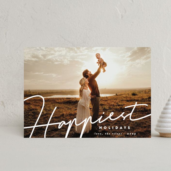 "happiest written" - Customizable Holiday Petite Cards in White by Summer Winkelman. | Minted
