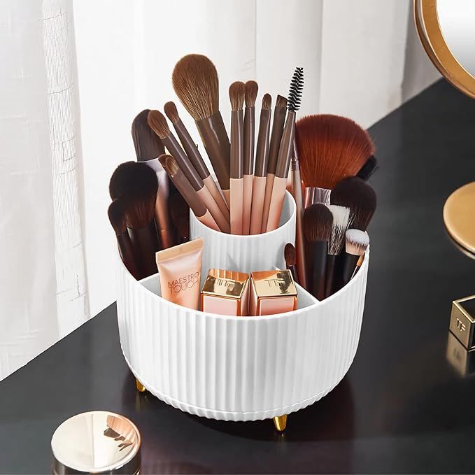 Diesisa Makeup Brush Holder Organizer,360° Rotating Makeup Brush Organizer,5 Slot Make up Brushe... | Amazon (US)